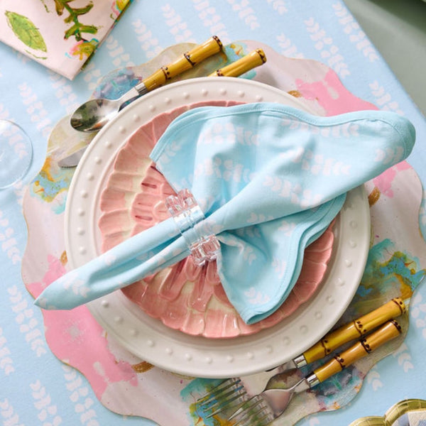 blue white dinner napkin scalloped edge set