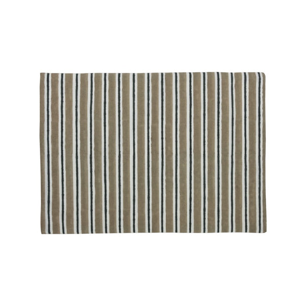 tan navy striped placemats block printed cotton