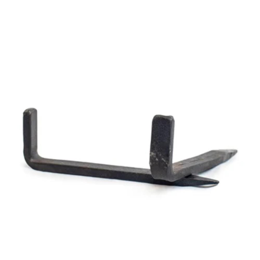 Black metal bracket on a white background