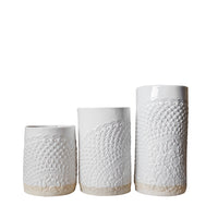 ceramic lace canister white handmade round