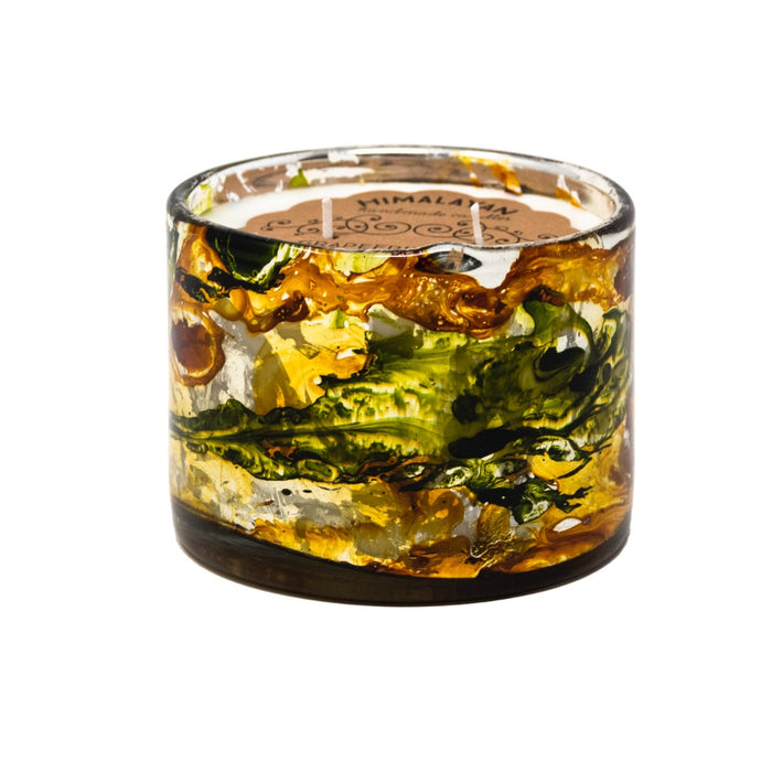 artisan glass blown candle tumbler yellow round