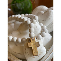 wood prayer beads white washed hanging charm mango wood decor