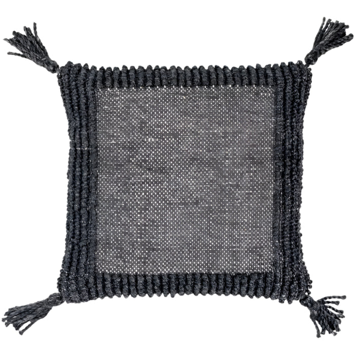 square black textured outdoor pillow tassels