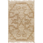jute area rug fringe edge patterned neutral tan cream 