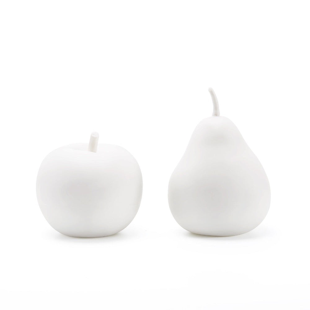pear apple porcelain decor set of two white glazed 