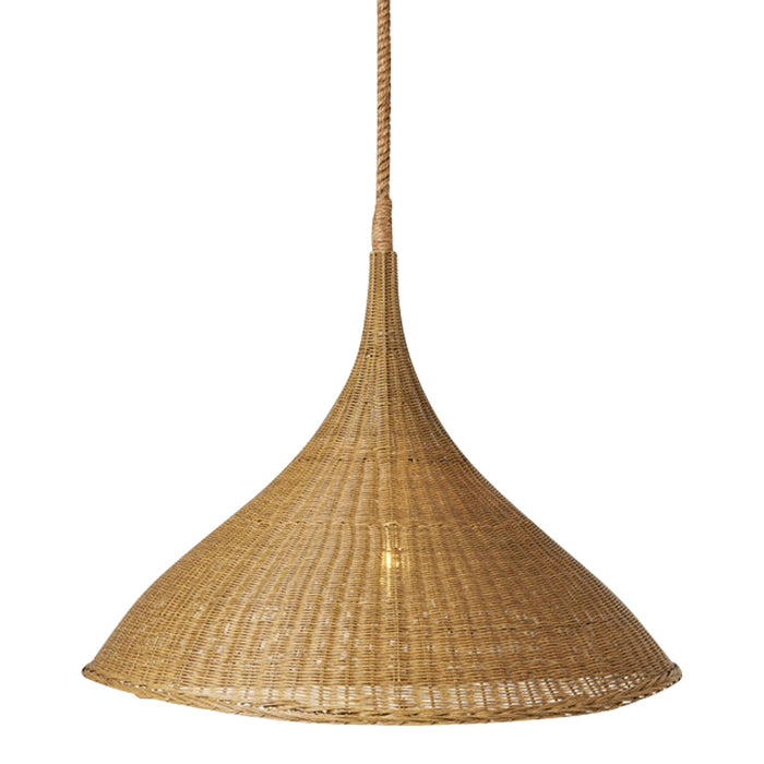 rattan basket weave teardrop outdoor pendant