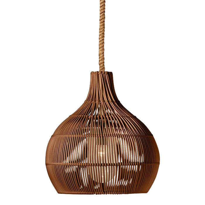 chestnut bundled faux rattan outdoor pendant light hershey kiss shape abaca rope cord