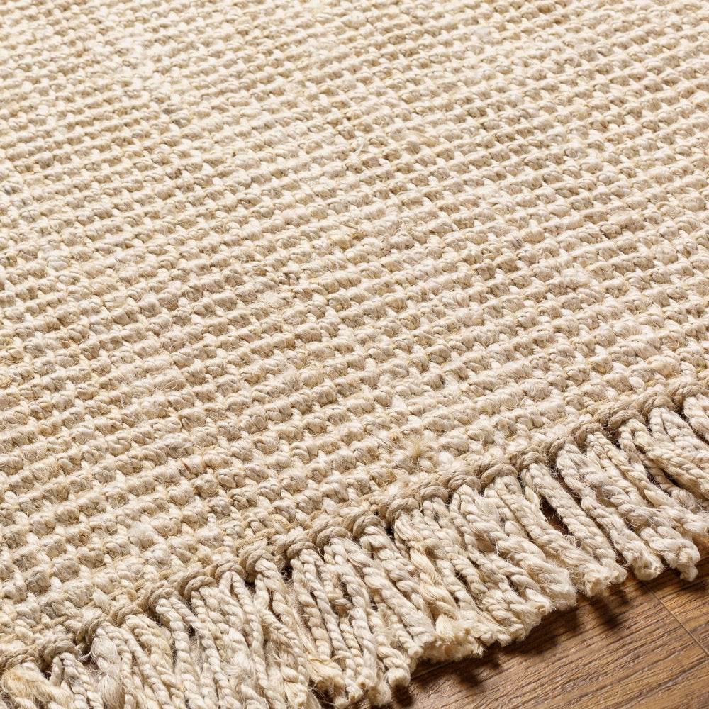 runner fringe edge natural hand woven jute cream