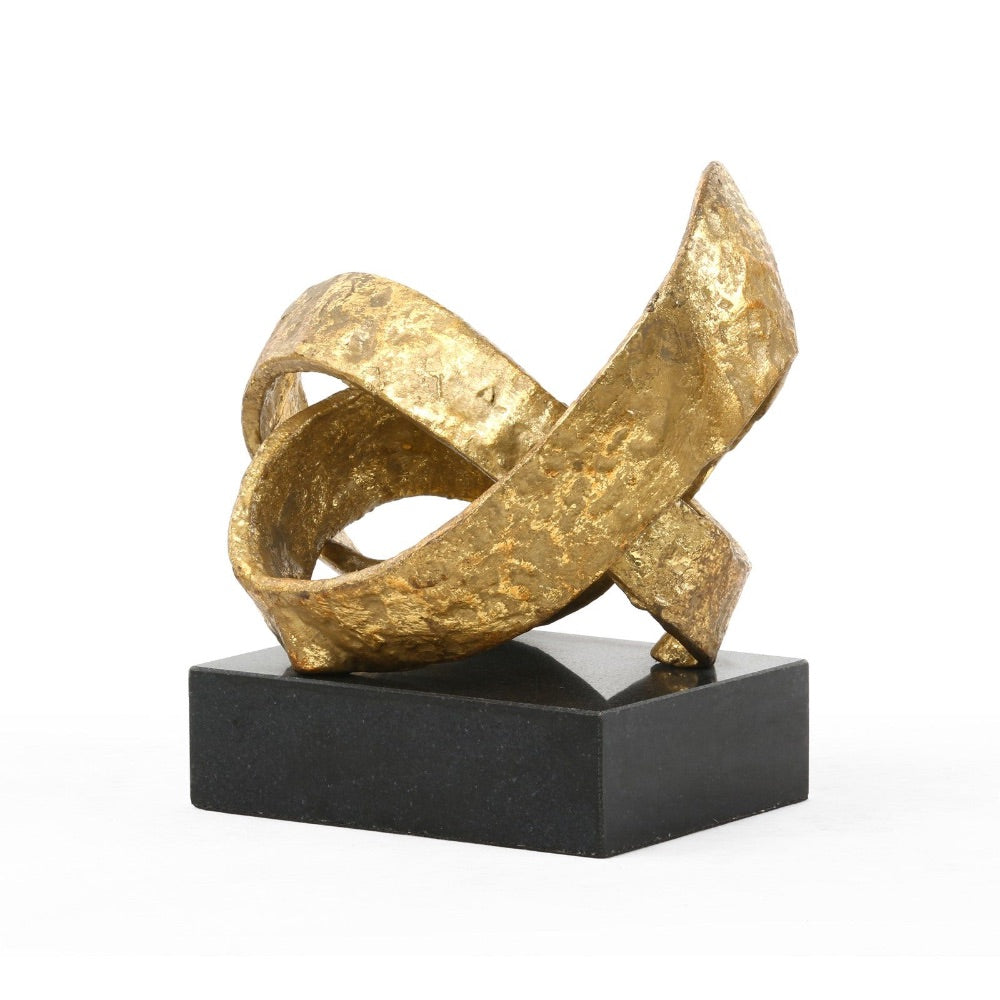 abstract gold leaf statue metal black marble base