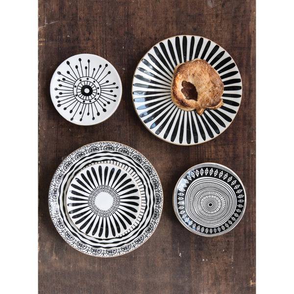 black white ceramic plate set