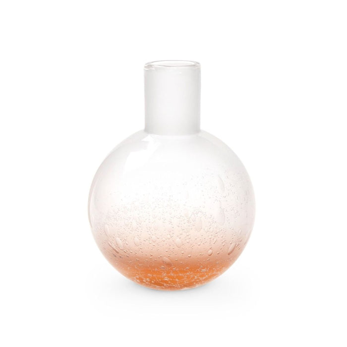 peach clear hand-blown glass round bulb vase