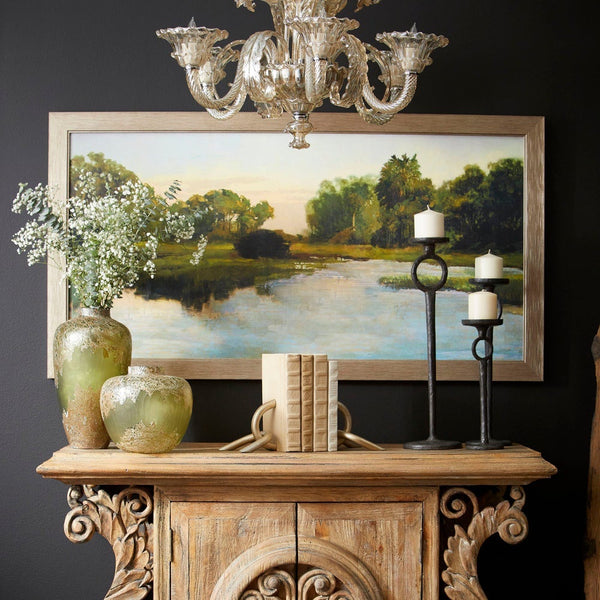 antique silver leaf iron link bookends