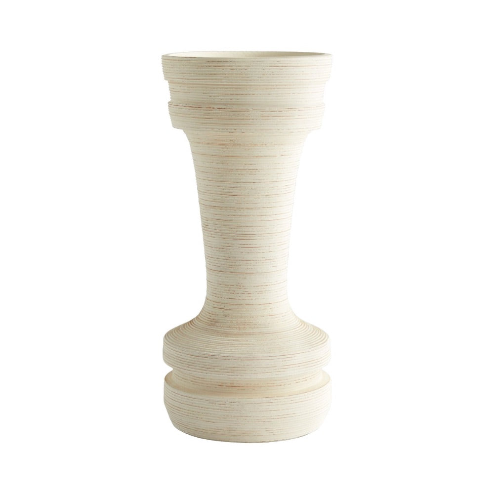 tall off-white vase clay striated undertones 