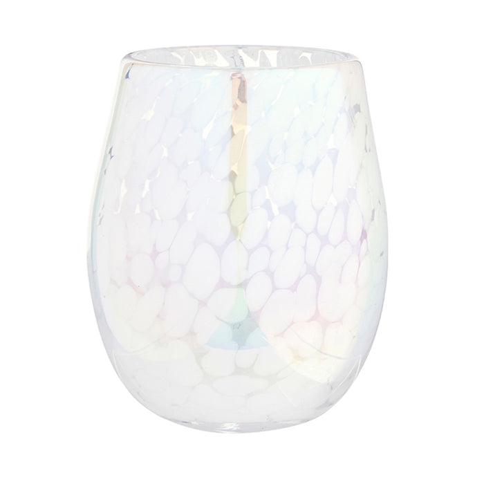 stemless wine glasses white spotted