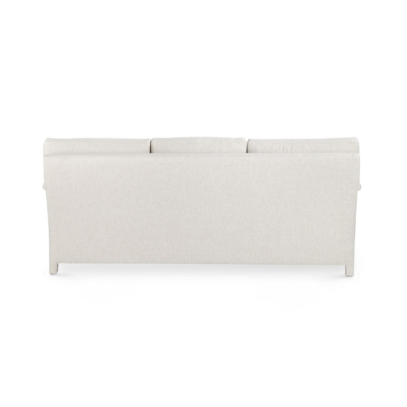 sofa three cushion white upholstered fabric handmade