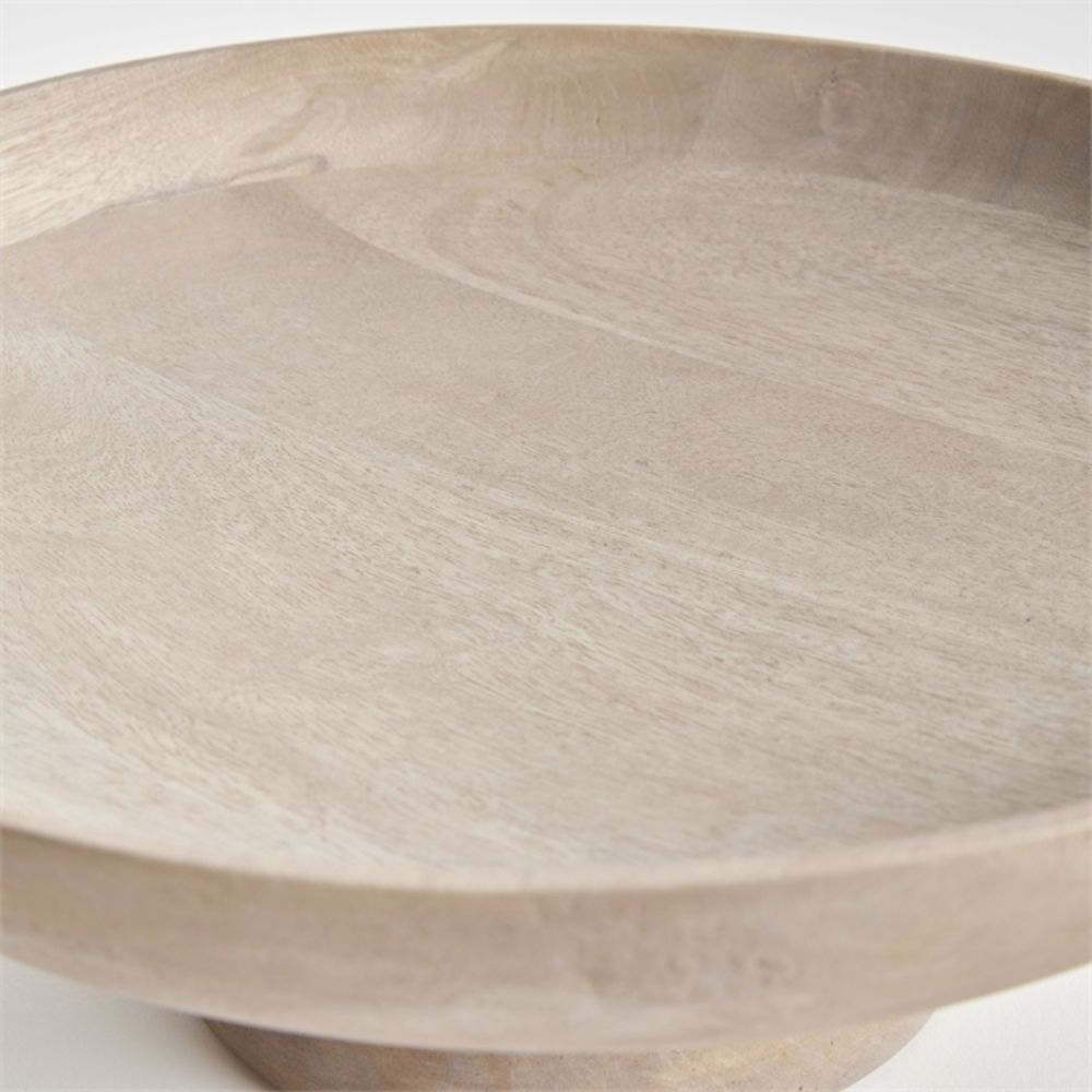 mango wood graywash finish round footed bowl
