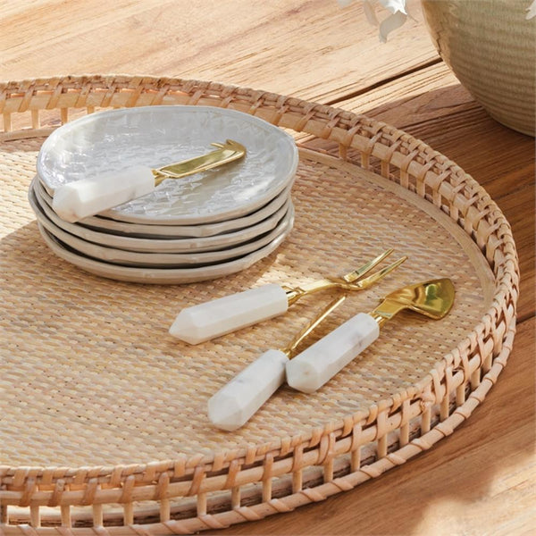 cheese knife set white marble gold