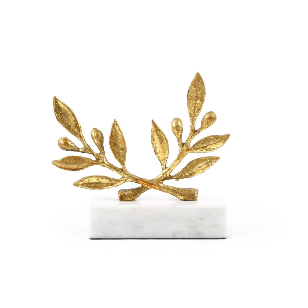 olive statue marble base gold leaf