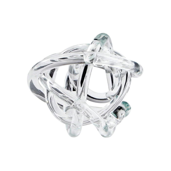 The Clear Glass Knotty Sphere by Cyan Design features intertwined loops for a modern, elegant glass accent.