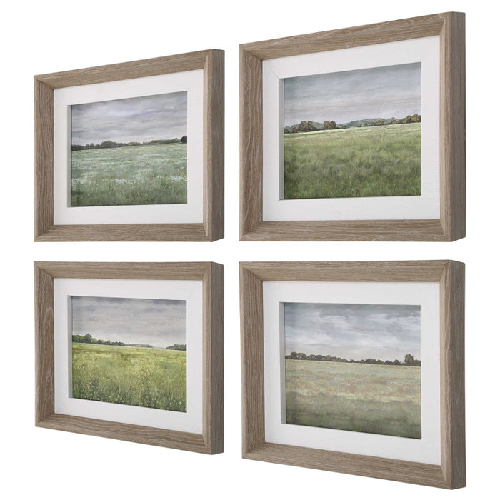 set 4 whitewash wood frame season art prints