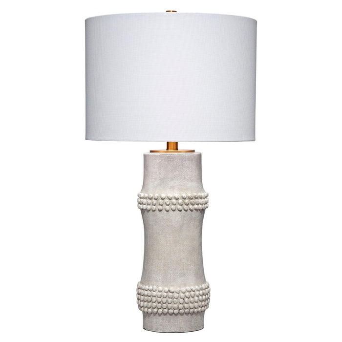 white drum shade table lamp off-white mottled finish bamboo-like