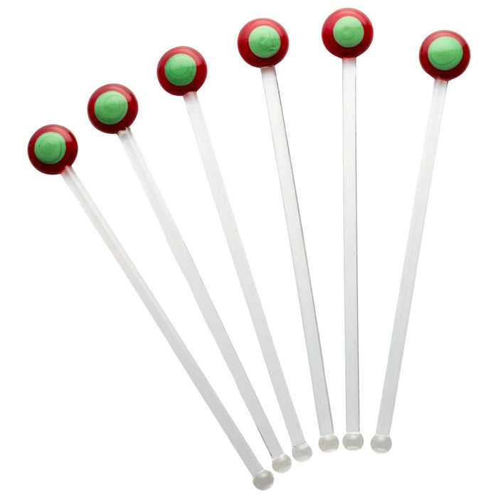 glass stirrers red and green tops