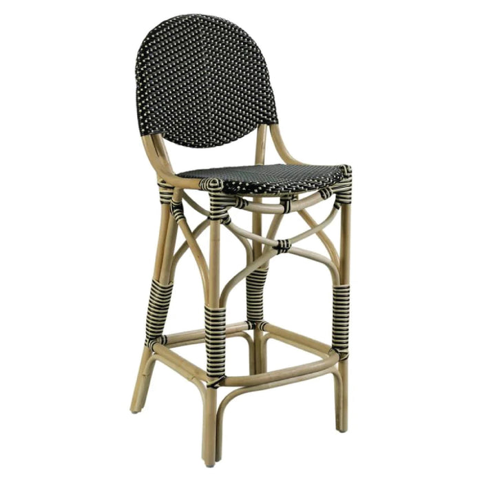 barstool rattan frame all weather weave black white indoor outdoor