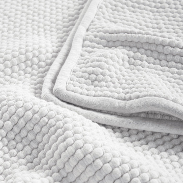 popcorn weave white throw blanket