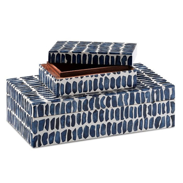 indigo box set decor wood bone sheesham patterned