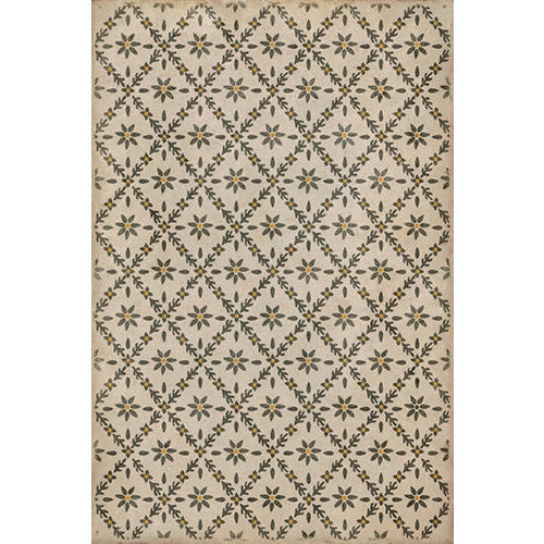 vinyl floor mat flower tile pattern tan yellow