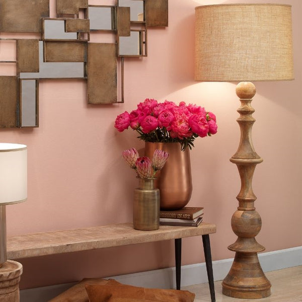 natural wood floor lamp, large floor lamp, traditional floor lamp, turned wood floor lamp