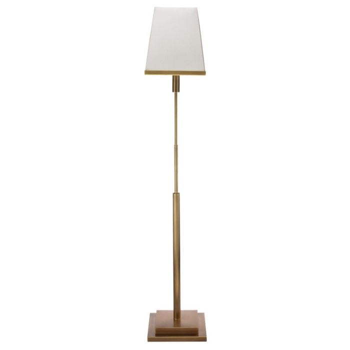 antiqued brass finished metal floor lamp slender contemporary