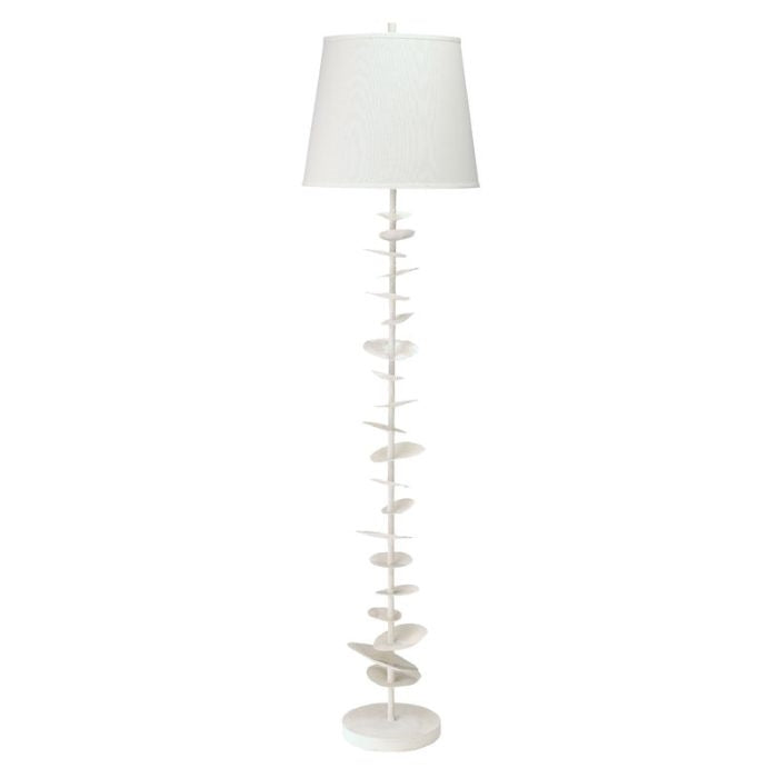 white texture petals floor lamp off-white linen shade sculptural
