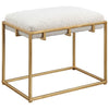 white faux shearling bench gold leaf iron