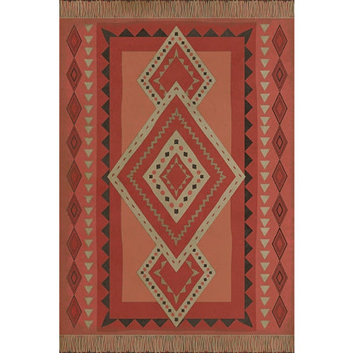 vinyl floor mat tribal pattern red tan