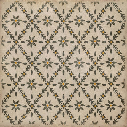 vinyl square floor mat flower tile pattern tan yellow