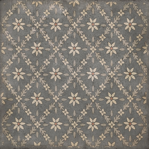 vinyl square floor mat flower tile pattern tan gray