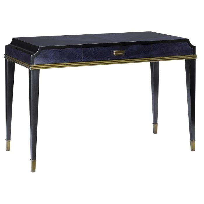 writing desk sapphire black brass glossy