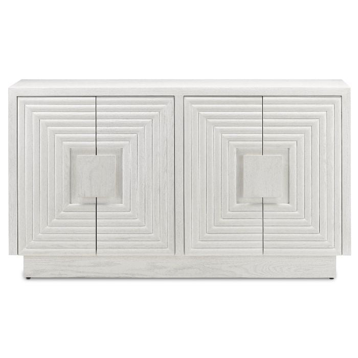 white oak geometric 4 door cabinet