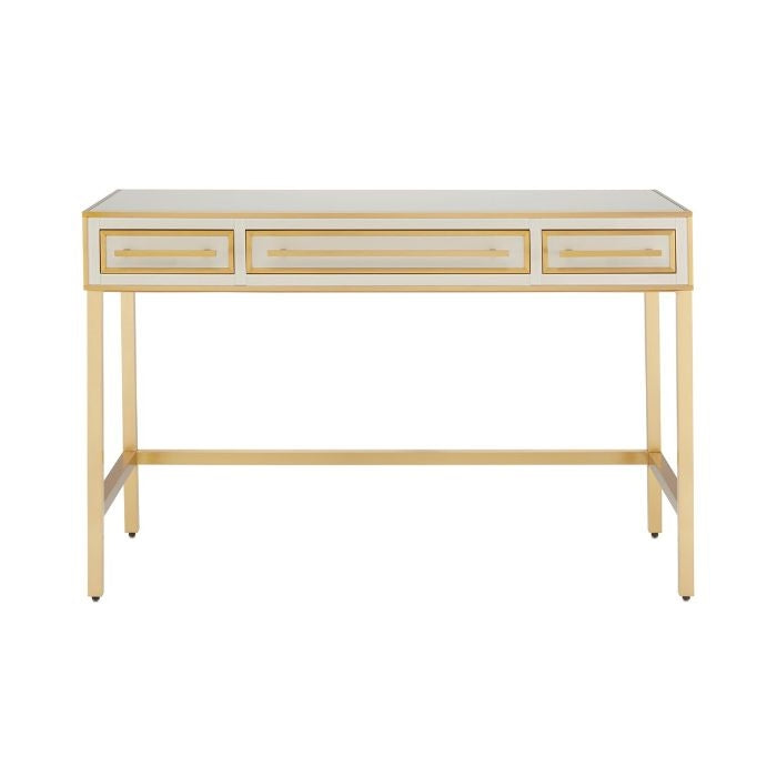 ivory & brass parisian 3 drawer vanity with beveled top