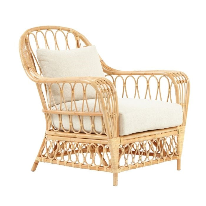 natural cushion club chair woven rattan