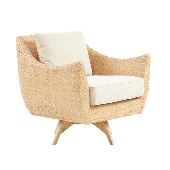 rattan natural diamond weave swivel chair cushion