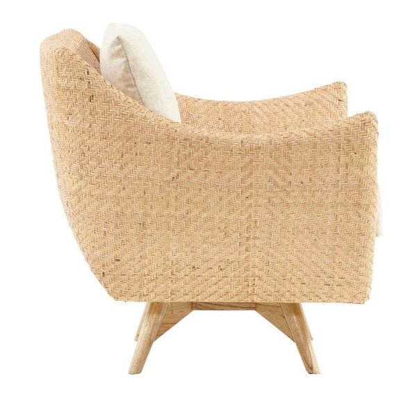 rattan natural diamond weave swivel chair cushion