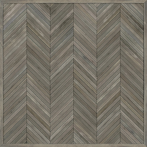 Spicher & Co. vinyl floorcloth floor mat wood inlays herringbone gray vintage square