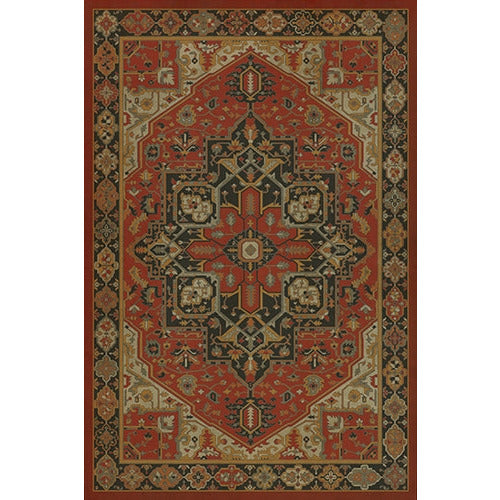 vinyl floor mat rug Persian-style red black tan