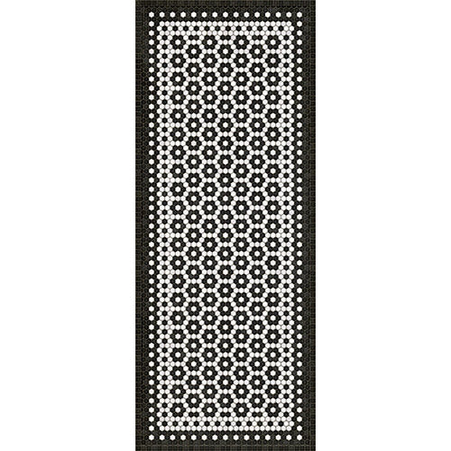 vinyl vintage black white floor runner mat mosaic-like