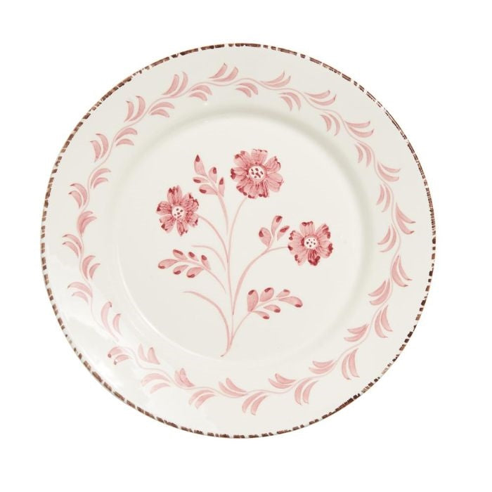 Abigails Casa Nuno Pink Flower Dinner Plates (set of 2) feature a pink floral design inspired by Majolica ceramics.