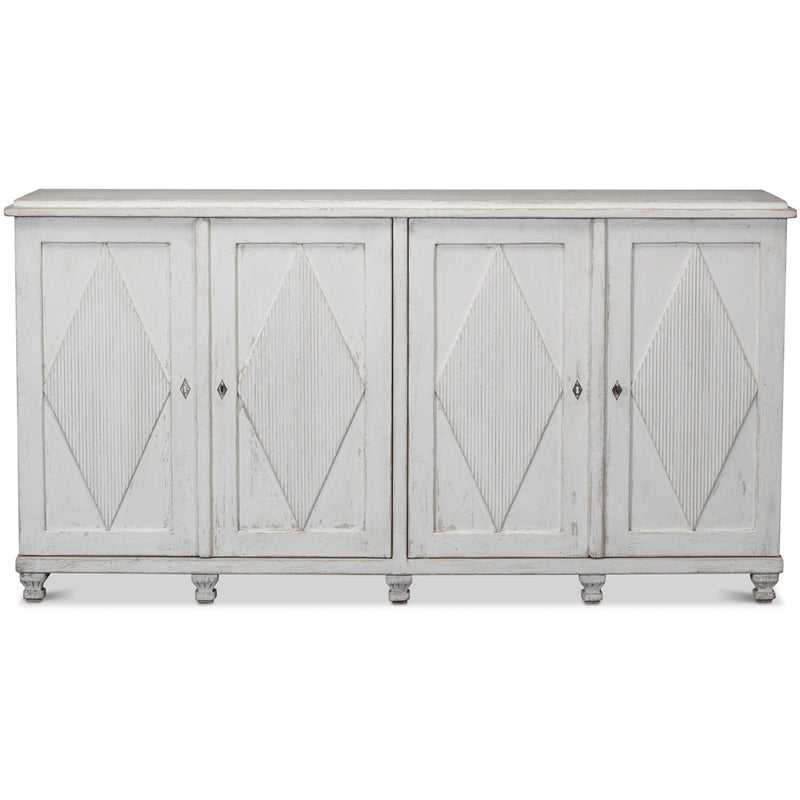 sideboard cabinet buffet 4-door whitewashed
