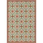 red green floral lay flat vinyl rug