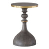 gray wood brass accents round side end accent table curvy wine goblet